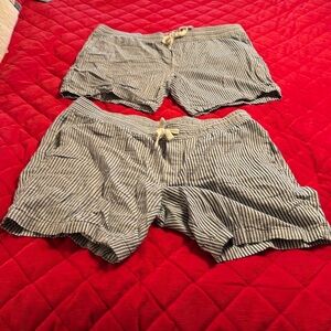 Goodfellow Shorts Blue Striped Linen & Cotton Pockets Front & Back